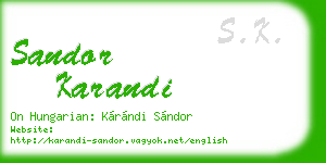 sandor karandi business card